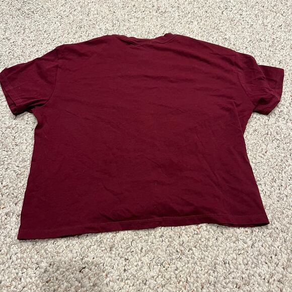 J Crew Maroon Short Sleeve Tee Sz S Cropped Basic Minimalist Fall Casual - Picture 4 of 4
